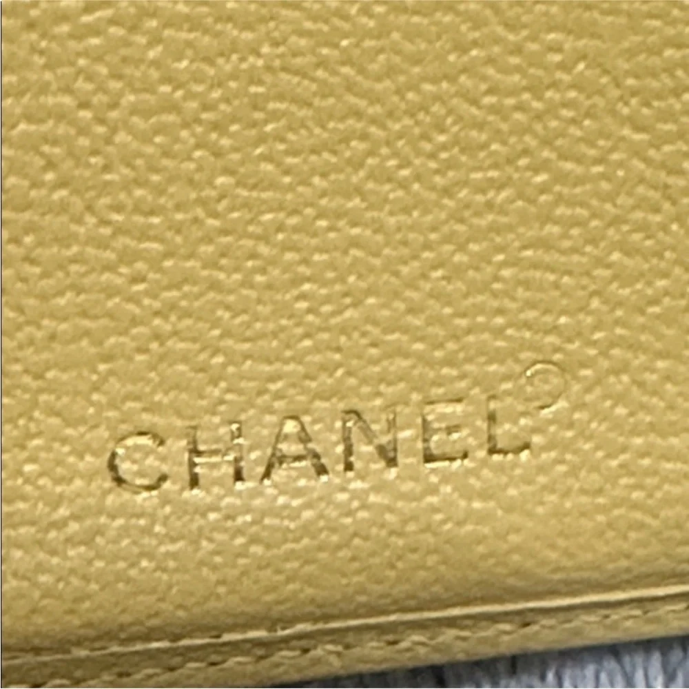 CHANEL Mustard Yellow Leather CC Logo Continental Wallet
